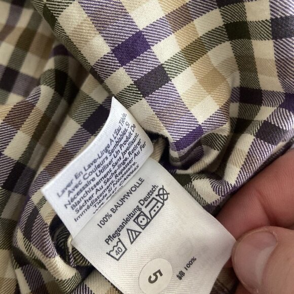 NWT Eddie Bauer Men L Check Beige Green Button Down Shirt Cotton - Picture 8 of 8